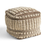 Boho Wool and Cotton Ottoman Pouf - NH833903