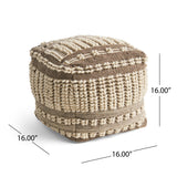 Boho Wool and Cotton Ottoman Pouf - NH833903