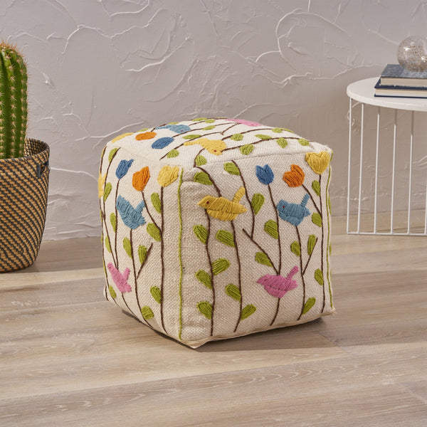 Boho Wool Ottoman Pouf - NH433903