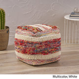 Boho Wool and Cotton Ottoman Pouf - NH043903