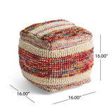 Boho Wool and Cotton Ottoman Pouf - NH043903