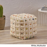 Boho Wool and Cotton Ottoman Pouf - NH143903