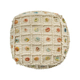 Boho Wool and Cotton Ottoman Pouf - NH143903