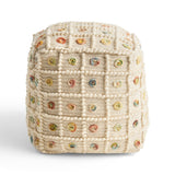 Boho Wool and Cotton Ottoman Pouf - NH143903