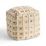 Boho Wool and Cotton Ottoman Pouf - NH143903