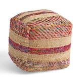 Boho Hemp Silk and Cotton Ottoman Pouf - NH533903