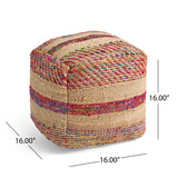 Boho Hemp Silk and Cotton Ottoman Pouf - NH533903