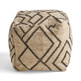 Boho Wool and Cotton Ottoman Pouf - NH633903