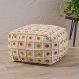 Boho Wool and Cotton Ottoman Pouf - NH143903