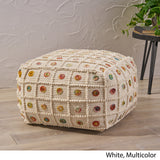 Boho Wool and Cotton Ottoman Pouf - NH143903