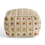 Boho Wool and Cotton Ottoman Pouf - NH143903