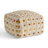 Boho Wool and Cotton Ottoman Pouf - NH143903