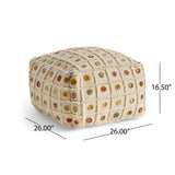 Boho Wool and Cotton Ottoman Pouf - NH143903