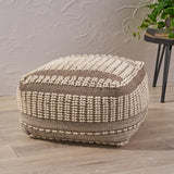 Boho Wool and Cotton Ottoman Pouf - NH833903