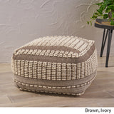 Boho Wool and Cotton Ottoman Pouf - NH833903