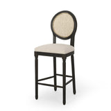 French Country Wooden Barstools with Upholstered Seating (Set of 2) - NH345313