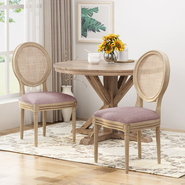 Wooden Dining Chair with Wicker and Fabric Seating (Set of 2) - NH680903