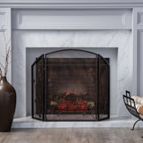 Modern Iron Firescreen with Leaf Accents - NH821903