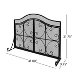 Modern Three Panel Iron Firescreen with Door - NH131903