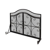 Modern Three Panel Iron Firescreen with Door - NH131903