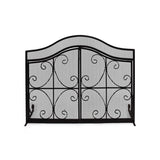 Modern Three Panel Iron Firescreen with Door - NH131903