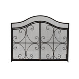 Modern Three Panel Iron Firescreen with Door - NH131903