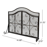 Modern Three Panel Iron Firescreen with Door - NH131903