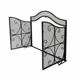 Modern Three Panel Iron Firescreen with Door - NH131903