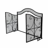 Modern Three Panel Iron Firescreen with Door - NH131903