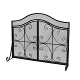 Modern Three Panel Iron Firescreen with Door - NH131903