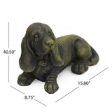 Outdoor Basset Hound Dog Garden Ornament, Antique Green Finish - NH752903