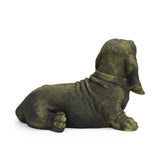 Outdoor Basset Hound Dog Garden Ornament, Antique Green Finish - NH752903