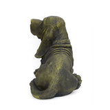 Outdoor Basset Hound Dog Garden Ornament, Antique Green Finish - NH752903