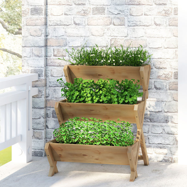 Outdoor Firwood 3 Tiered Plant Stand - NH835513