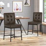 Industrial Modern 24" Counter Stool with Faux Leather Backing and Metal Pipe Base (Set of 2) - NH559803