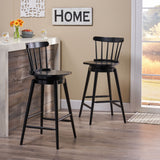 Farmhouse Spindle Back 30" Rubberwood Swivel Barstools (Set of 2) - NH882903