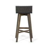 Outdoor Acacia Wood & Wicker Barstools (Set of 2) - NH910013