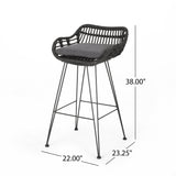 Outdoor Wicker Barstools with Cushions (Set of 4) - NH950013