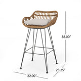 Outdoor Wicker Barstools with Cushions (Set of 2) - NH389903