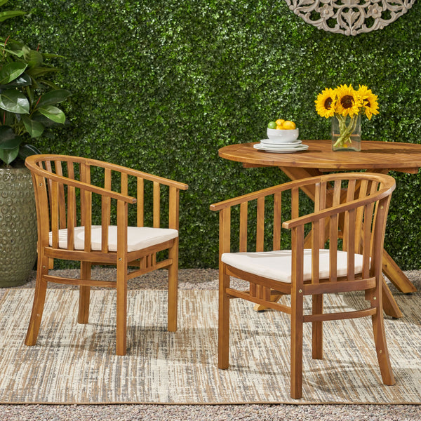 Outdoor Wooden Dining Chairs with Cushions (Set of 2) - NH162903