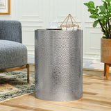 Modern Round Accent Table with Hammered Iron - NH649803