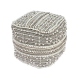 Wool and Cotton Pouf Ottoman - NH448903