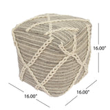 Wool and Cotton Pouf Ottoman - NH648903