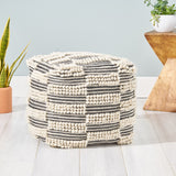 Wool and Cotton Pouf Ottoman - NH358903