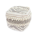 Wool and Cotton Pouf Ottoman - NH458903