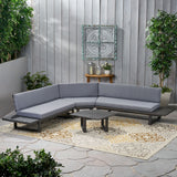 Outdoor Acacia Wood 5 Seater Sectional Sofa Set with Water-Resistant Cushions - NH661113