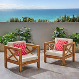 Outdoor Acacia Wood Club Chairs with Cushions (Set of 2) - NH673803