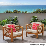 Outdoor Acacia Wood Club Chairs with Cushions (Set of 2) - NH673803