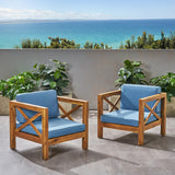 Outdoor Acacia Wood Club Chairs with Cushions (Set of 2) - NH673803