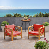 Outdoor Acacia Wood Club Chairs with Cushions (Set of 2) - NH673803